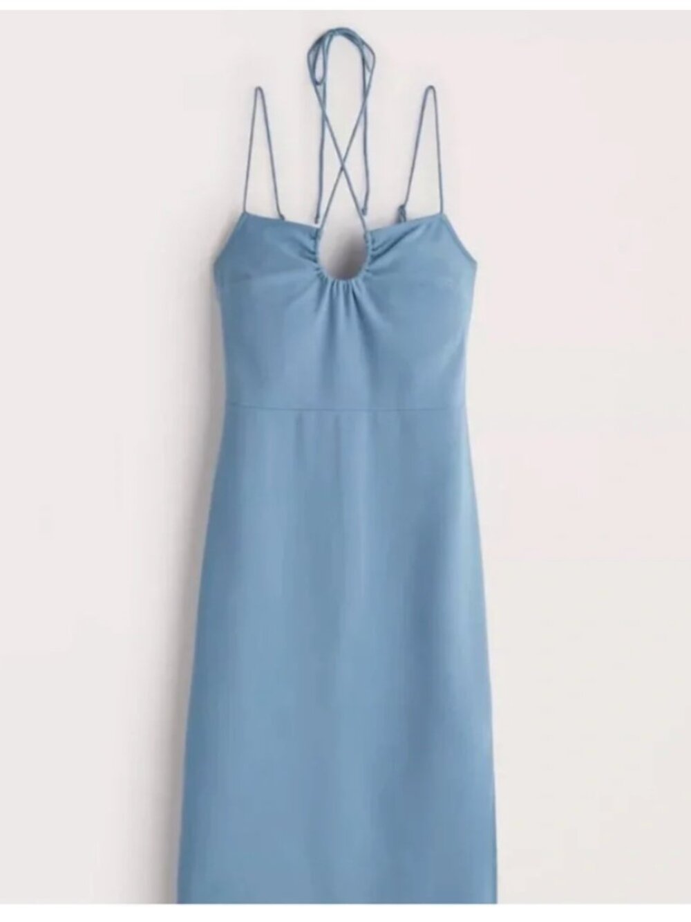 Abercrombie & Fitch Light Blue Midi Tie-Front Dress
